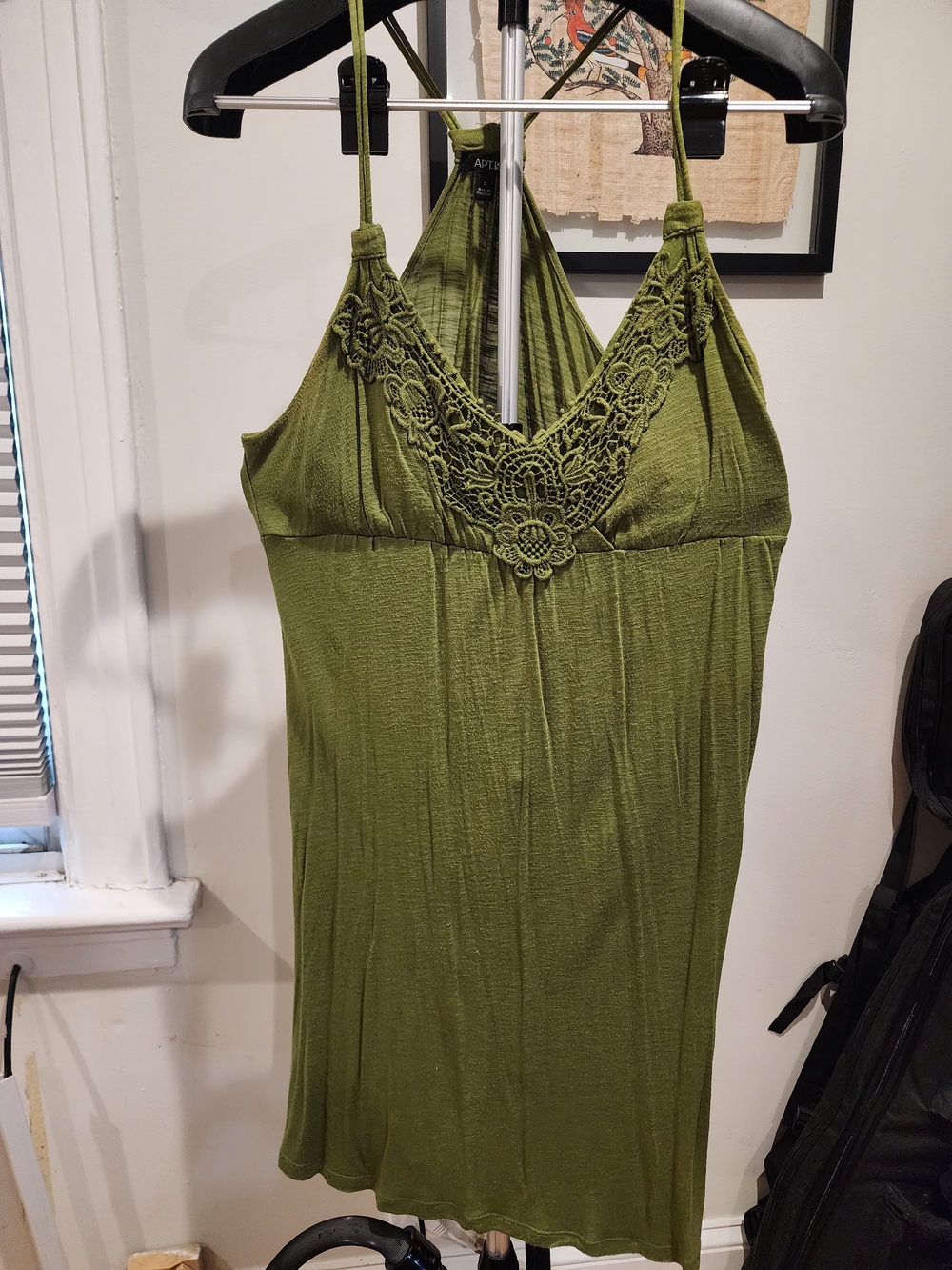 Apt. 9 Olive Green Crochet-Trim Mini Dress